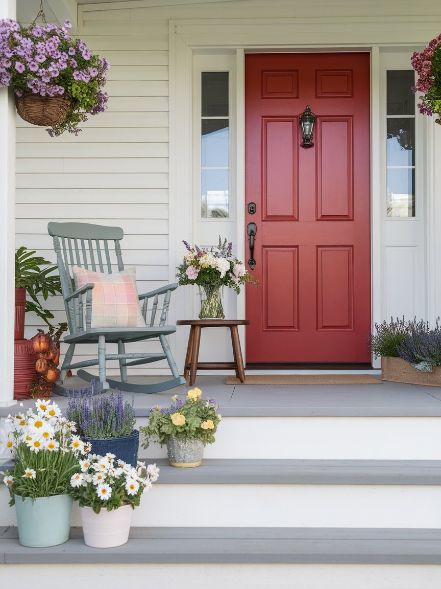 spring porch red door 17