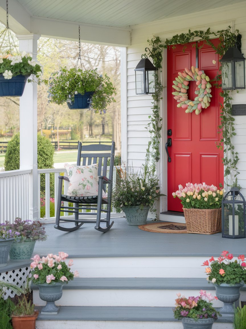 spring porch red door 9