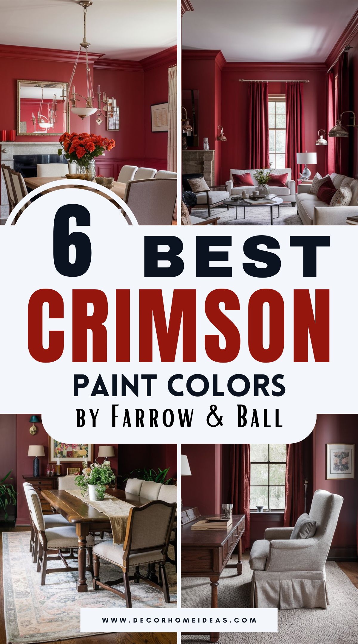 Discover six striking crimson paint colors from Farrow & Ball that bring warmth, depth, and character to any space. From rich, dramatic tones to vibrant reds, explore how these bold shades can add a sophisticated touch to your home’s interior.