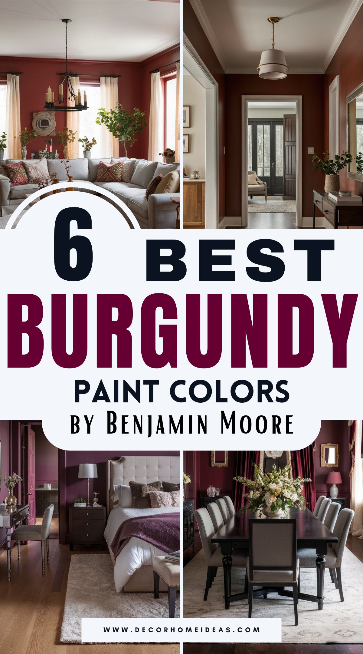 Discover 6 stunning burgundy paint colors by Benjamin Moore, handpicked by top designers. From deep, dramatic tones to warm, inviting shades, these rich hues add sophistication and warmth to any room. Which burgundy shade will become your new favorite?