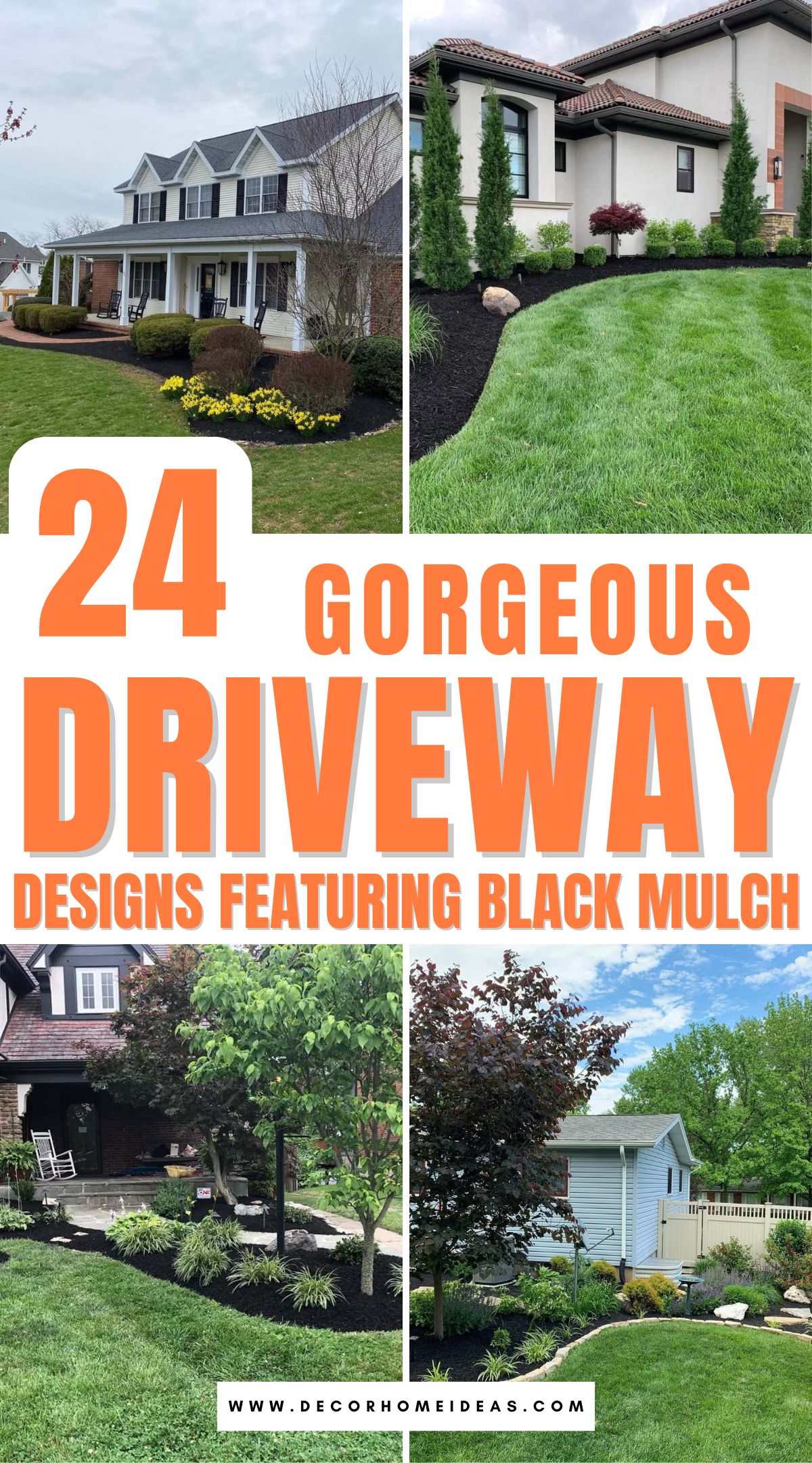 best driveway landscaping designs with black mulch 2