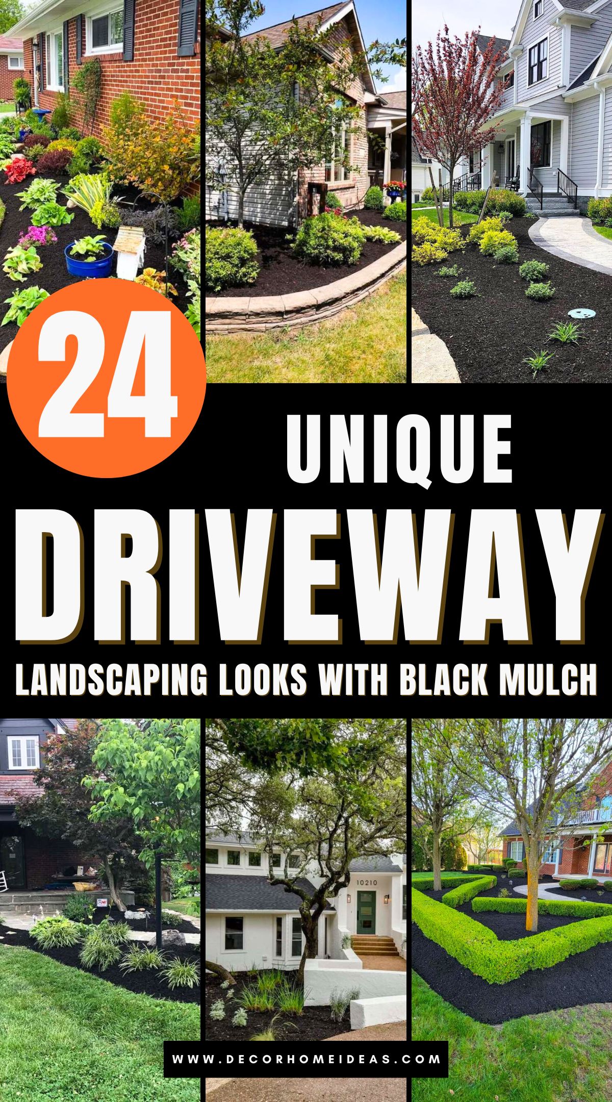 best driveway landscaping designs with black mulch 3