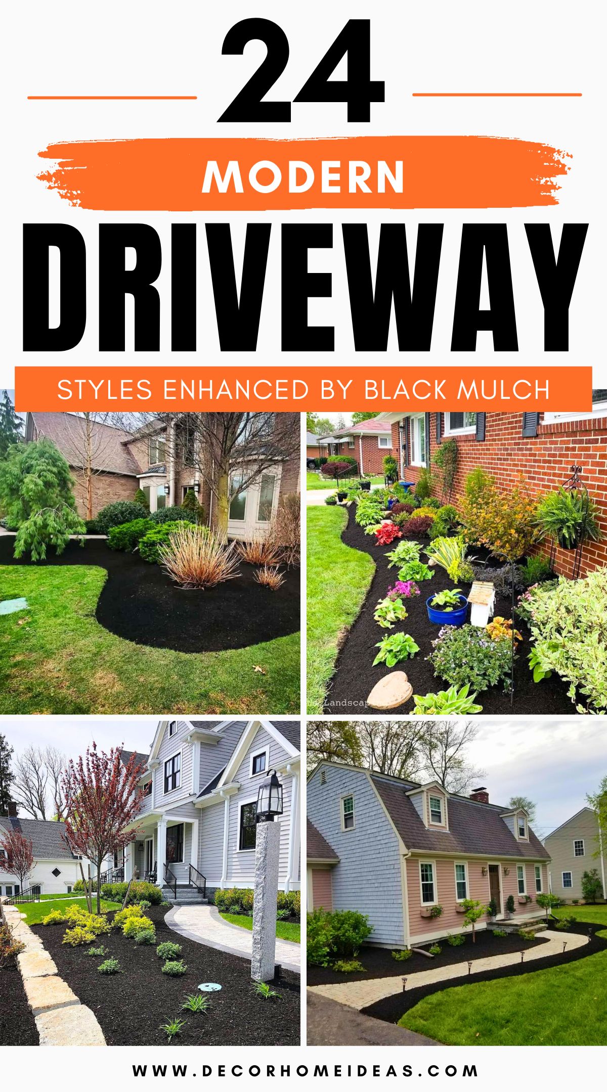 best driveway landscaping designs with black mulch 4