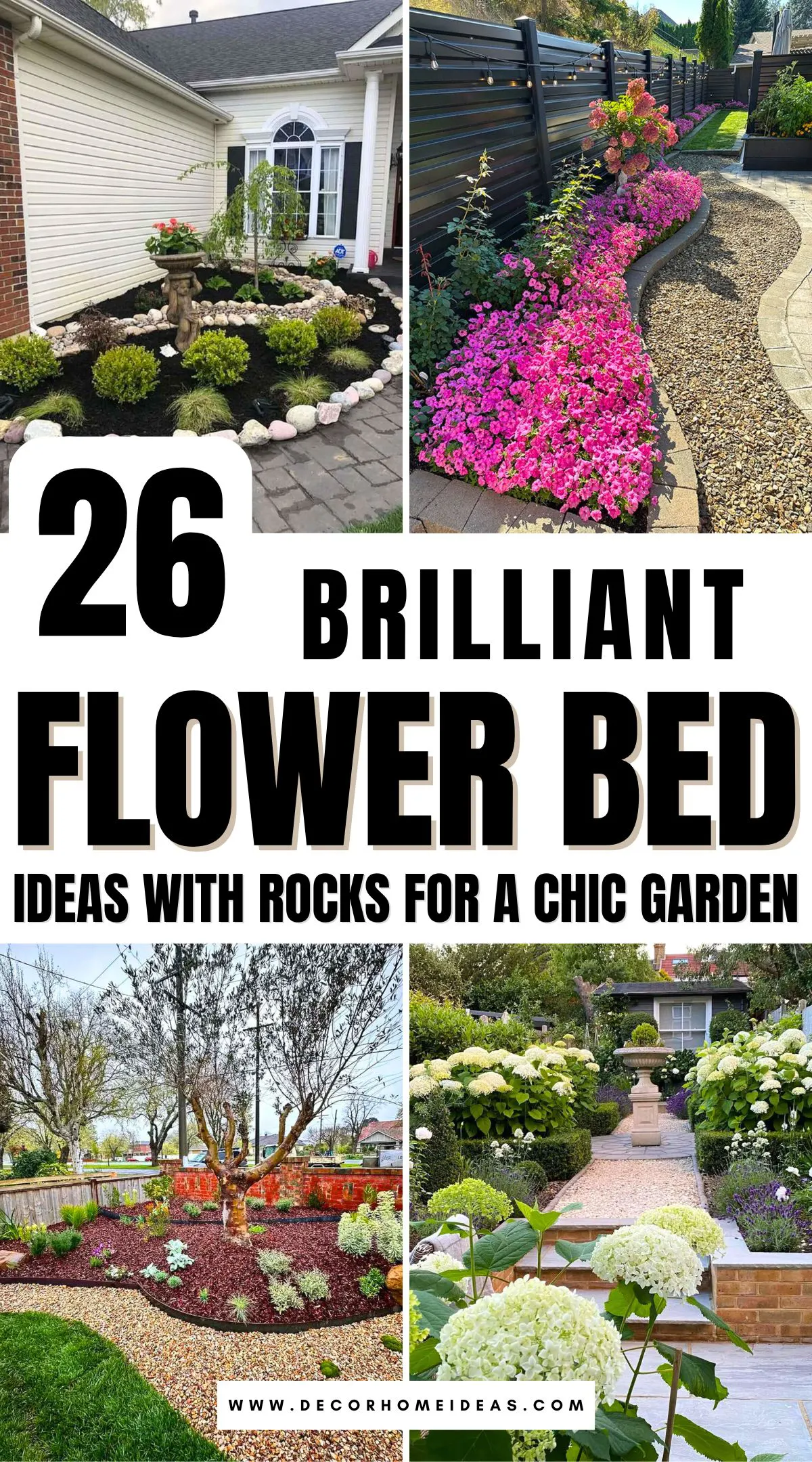 Give your garden a fresh, low-maintenance look with these 26 stunning flower bed ideas using rocks instead of mulch. From sleek river stones to rustic gravel, discover creative ways to enhance your plants while reducing upkeep. See how rocks can add texture, contrast, and lasting beauty to your landscape!