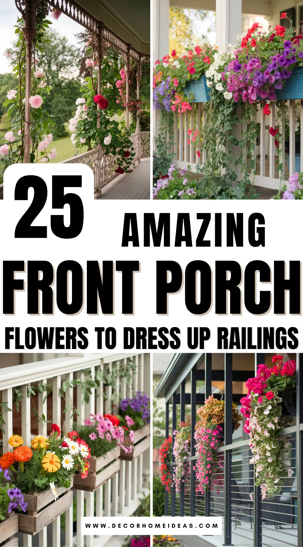 Transform your porch railings with these 25 amazing flower arrangements! From cascading blooms to vibrant potted plants, these ideas will add color, charm, and life to your front porch. Whether you prefer classic florals or bold statement pieces, these creative arrangements will make your home’s entrance more inviting than ever!

