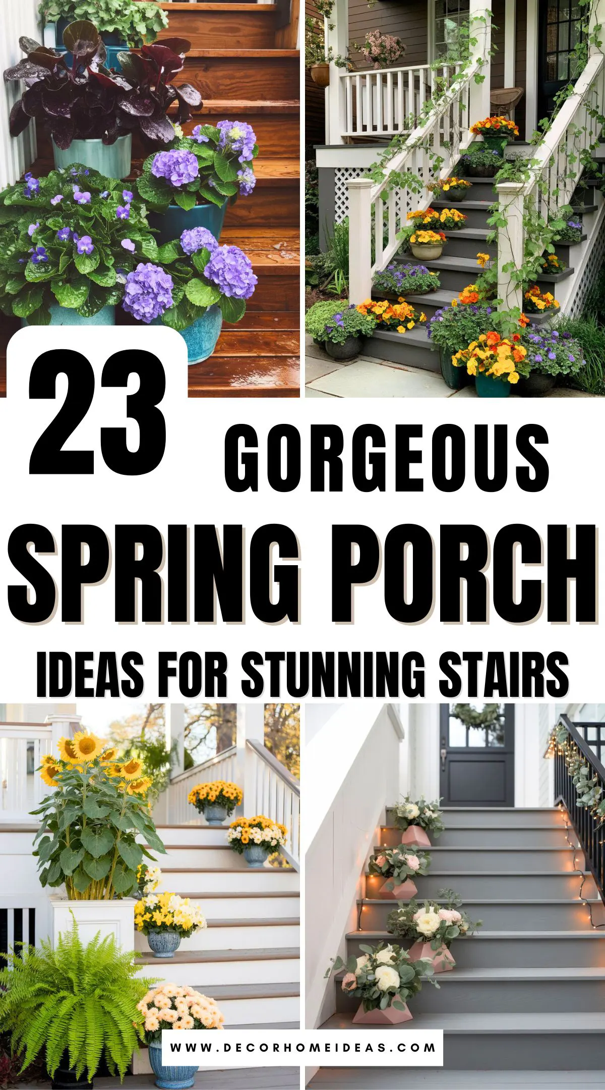 Give your porch a seasonal refresh with these 23 gorgeous ideas! From floral wreaths to cozy seating, these stunning spring porch designs will make your stairs and entryway feel warm and inviting. Whether you love bold colors or soft pastels, these decor ideas will add the perfect seasonal charm to your home.

