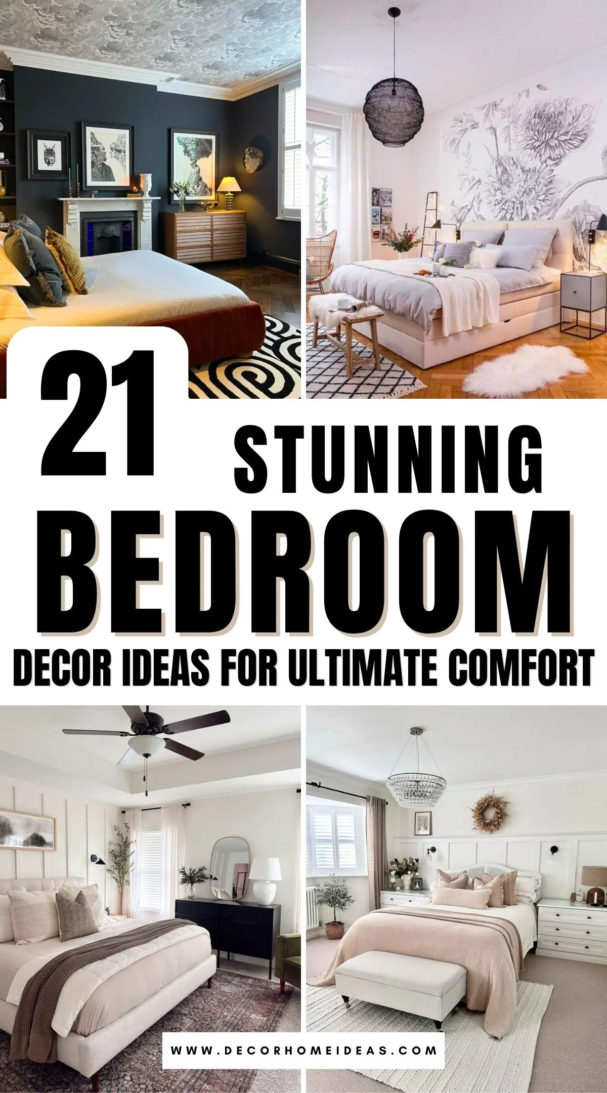 Create a bedroom that feels like a true retreat with these 21 decor inspirations. From cozy textures to sophisticated design touches, these ideas blend elegance and comfort effortlessly. Whether you love modern minimalism or classic charm, find the perfect style to make your space feel uniquely yours!